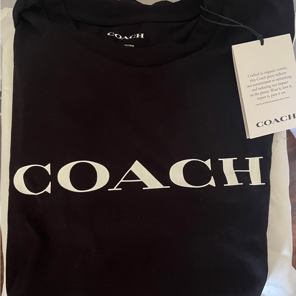 Coach Classic Black Tee with White Logo